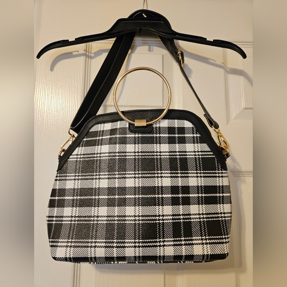 IMAN plaid argyle Satchel - Picture 2 of 5
